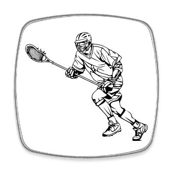 Lacrosse Player Sketch - Square fridge magnet - white - Front