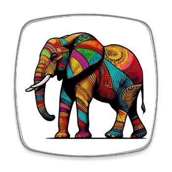 Éléphant - Magnet carré - blanc - Devant