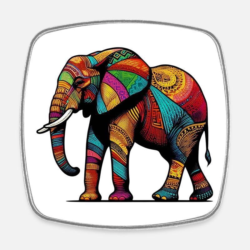Elefant - Viereckiger Kühlschrankmagnet - Weiß