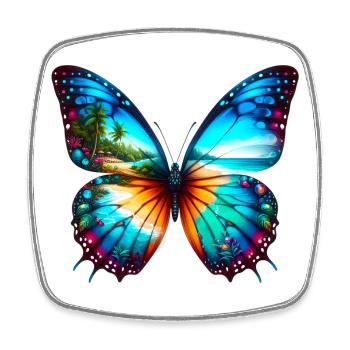 Schmetterling - Viereckiger Kühlschrankmagnet - Weiß - Vorne
