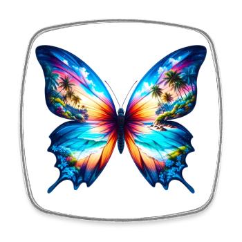 Schmetterling - Viereckiger Kühlschrankmagnet - Weiß - Vorne