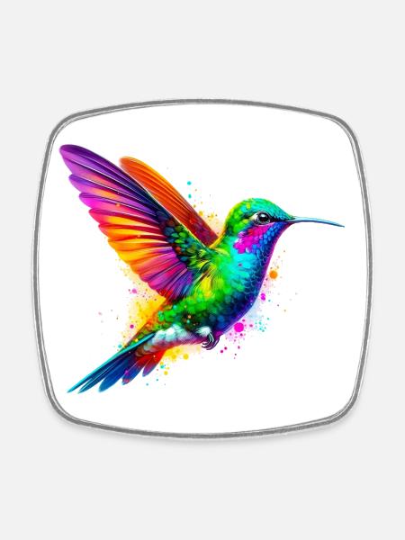 Colibri - Magnet carré - blanc
