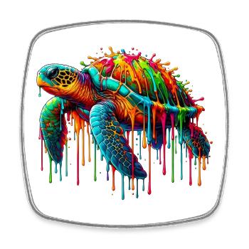 Schildkröte - Viereckiger Kühlschrankmagnet - Weiß - Vorne