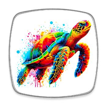 Tortue - Magnet carré - blanc - Devant