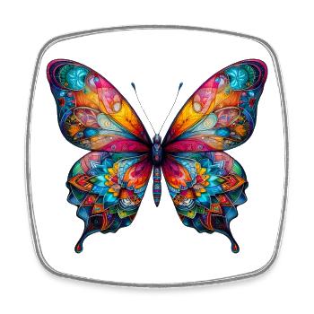 Papillon - Magnet carré - blanc - Devant