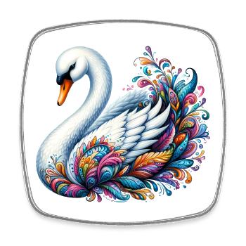 Cygne - Magnet carré - blanc - Devant