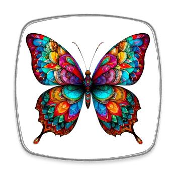 Papillon - Magnet carré - blanc - Devant