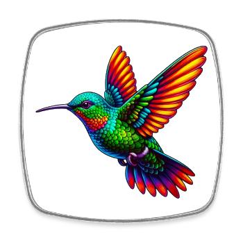 Kolibri - Viereckiger Kühlschrankmagnet - Weiß - Vorne