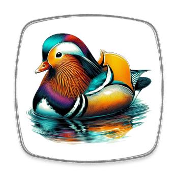 Mandarin duck - Square fridge magnet - white - Front