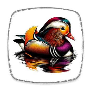 Mandarin duck - Square fridge magnet - white - Front