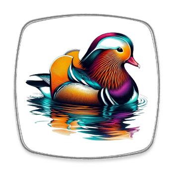 Mandarin duck - Square fridge magnet - white - Front