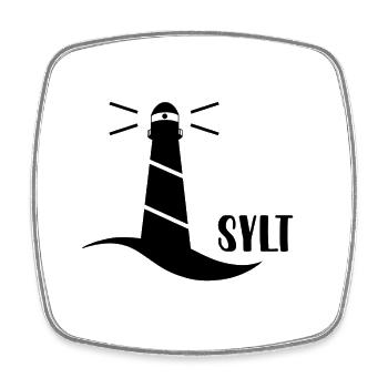 Leuchtturm Sylt (schwarz) - Viereckiger Kühlschrankmagnet - Weiß - Vorne
