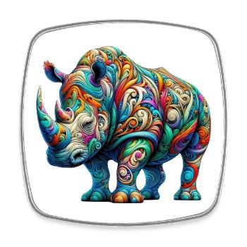 Rhinoceros - Square fridge magnet - white - Front