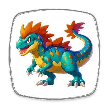Dinosaurier - Viereckiger Kühlschrankmagnet - Weiß - Vorne