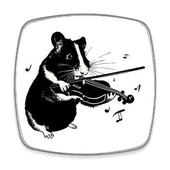 Hamster Playing a Violin - Music Hamster - Square fridge magnet - white - Front