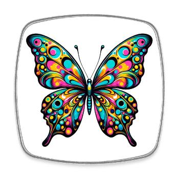 Papillon - Magnet carré - blanc - Devant