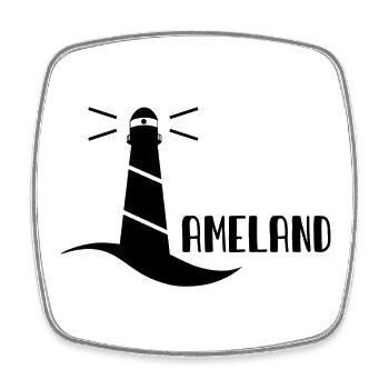Leuchtturm Ameland - Viereckiger Kühlschrankmagnet - Weiß - Vorne