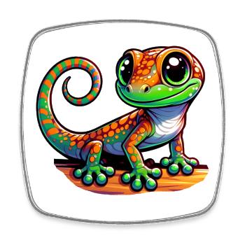 Gecko - Viereckiger Kühlschrankmagnet - Weiß - Vorne