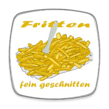 Pommes Frittes - Viereckiger Kühlschrankmagnet - Weiß - Vorne