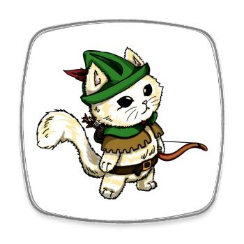 Chat Archer de la Forêt - Magnet carré - blanc - Devant