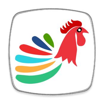 COQ. CHEVAL. POULE. COQ. ANIMAL. OISEAU. LICORNE. - Magnet carré - blanc - Devant