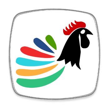 COQ. CHEVAL. POULE. COQ. ANIMAL. OISEAU. LICORNE. - Magnet carré - blanc - Devant