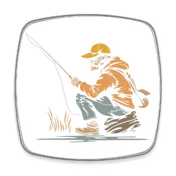 Angler Grafik - Viereckiger Kühlschrankmagnet - Weiß - Vorne