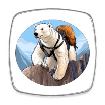 Eisbären Wandern / Bergsteiger Eisbär - Viereckiger Kühlschrankmagnet - Weiß - Vorne