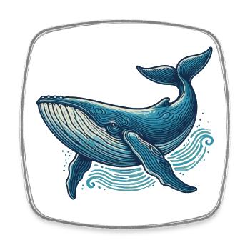 Baleine bleue - Magnet carré - blanc - Devant