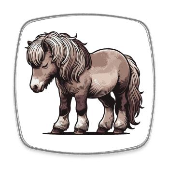 Poney - Magnet carré - blanc - Devant