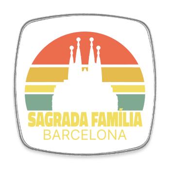 Sagrada Família Barcelona Silhouette bei Sonnenuntergang - Viereckiger Kühlschrankmagnet - Weiß - Vorne