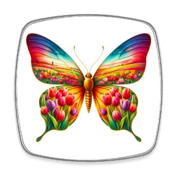 Schmetterling Tulpe Tulpen - Viereckiger Kühlschrankmagnet - Weiß - Vorne