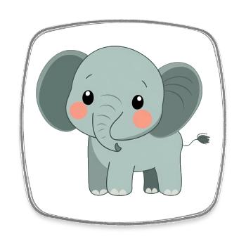 Éléphant mignon et heureux - Adorable dessin animé - Magnet carré - blanc - Devant