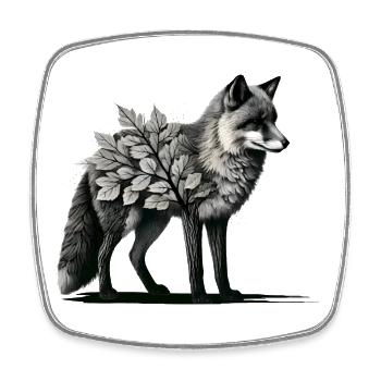Waldfuchs – Mystical closeness to nature - Square fridge magnet - white - Front