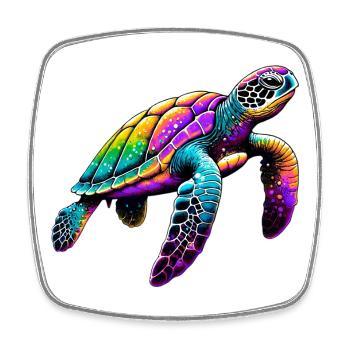 Turtle - Square fridge magnet - white - Front