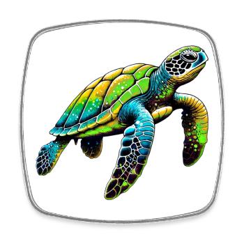 Turtle - Square fridge magnet - white - Front