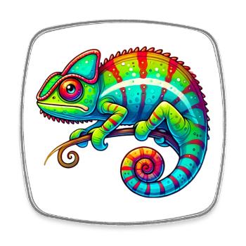 Caméléon - Magnet carré - blanc - Devant