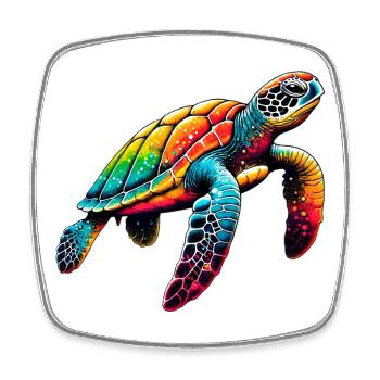 Schildkröte - Viereckiger Kühlschrankmagnet - Weiß - Vorne