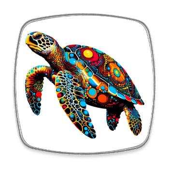 Tortue - Magnet carré - blanc - Devant