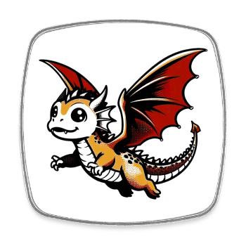 Dragon - Magnet carré - blanc - Devant