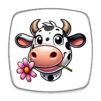 Vache - Magnet carré - blanc - Devant