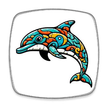 Delfin - Viereckiger Kühlschrankmagnet - Weiß - Vorne