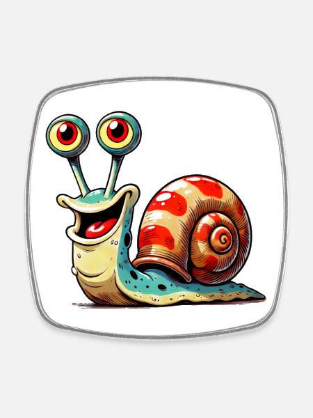 Escargot - Magnet carré - blanc