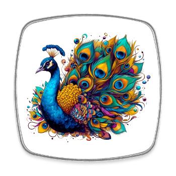 Peacock - Square fridge magnet - white - Front