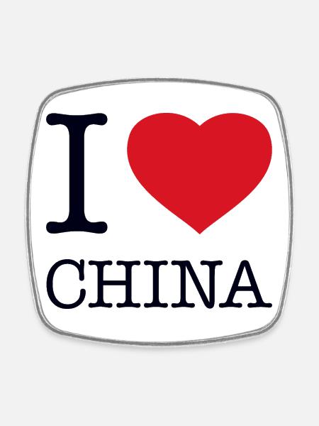 I LOVE CHINA - Viereckiger Kühlschrankmagnet - Weiß