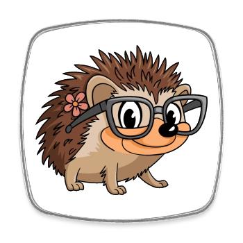 Lustiger Igel mit Brille Design für Tierliebhaber - Viereckiger Kühlschrankmagnet - Weiß - Vorne