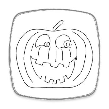 Pumpkin with Face - Halloween - Square fridge magnet - white - Front