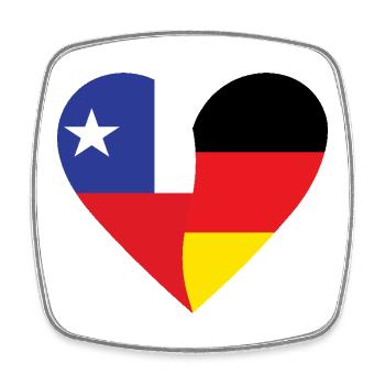 Chile Germany Heart - Viereckiger Kühlschrankmagnet - Weiß - Vorne