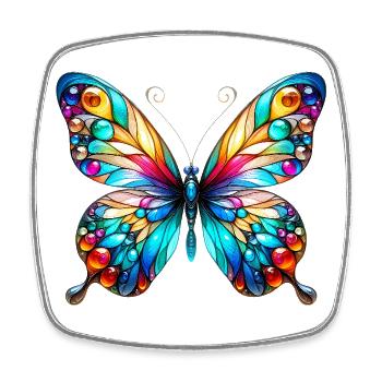 Schmetterling - Viereckiger Kühlschrankmagnet - Weiß - Vorne