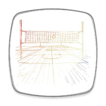 Terrain de volley-ball rétro - Magnet carré - blanc - Devant